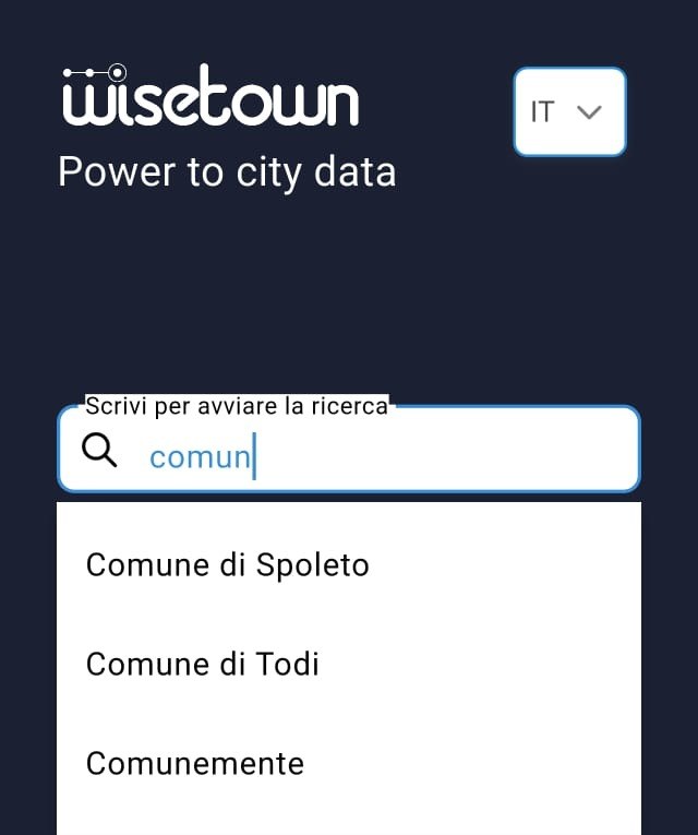 App Wisetown: scelta dello spazio di lavoro Comunemente