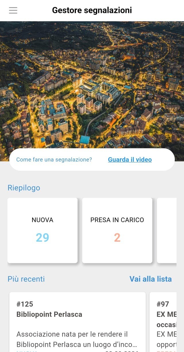 App Wisetown: Gestore segnalazioni