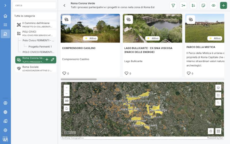 Piattaforma web: elenco dei progetti del Crowdplanning